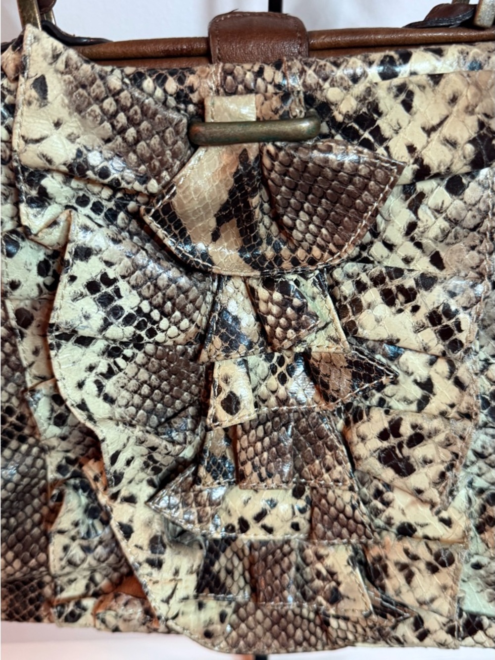 Jessica Simpson Python-Print Satchel - Picture 5 of 9